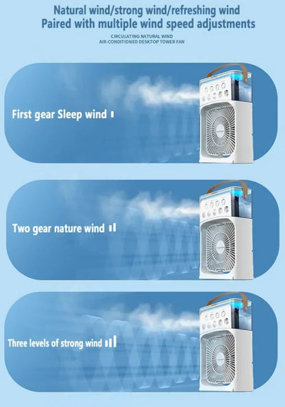 3 po en 1 ventilateur climatiseur ménage petit refroidisseur d'air LED LED LEMILLE PORTABLE HUMIDIFICATE