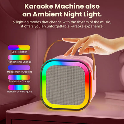 K12 Karaoke Machine Portable Bluetooth 5.3 Système d'enceintes PA avec 2 microphones sans fil Famille à domicile chantant les cadeaux pour enfants