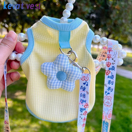 Summer Dog Vest Puppy Clothes with D Ring Breathable Sunscreen Dog Clothes Cute Pet Vest for Small Dogs Cats Pet Clothing
