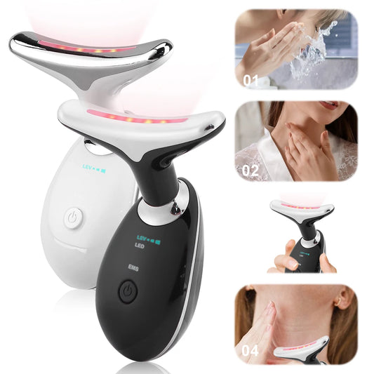 Neck Beauty Device 3/7 modes légers de la peau serrage et outil de levage Masseur de visage électrique portable pour les soins de la peau