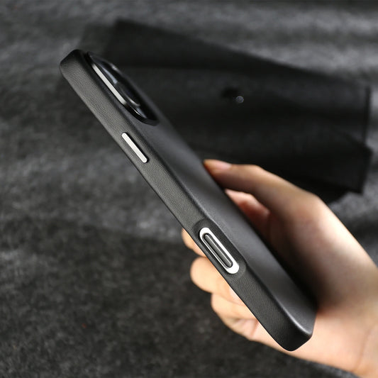 Étui de téléphone en cuir bio en cuir bio de luxe pour l'iPhone 16 Pro Max 15pro 14 13pro 14promax Wireless Magsafe Back Shell Capa
