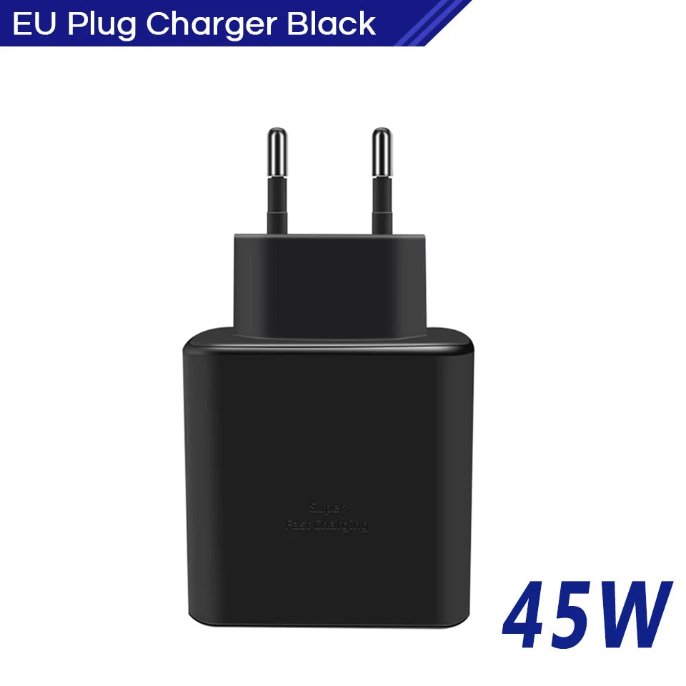 Chargeur d'origine 45W rapide de type C pour Samsung Galaxy S22 S23 S24 Ultra S21 S20 Fe S10 Note 20 plus A71 A80 Câble de charge rapide