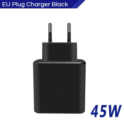 Chargeur d'origine 45W rapide de type C pour Samsung Galaxy S22 S23 S24 Ultra S21 S20 Fe S10 Note 20 plus A71 A80 Câble de charge rapide