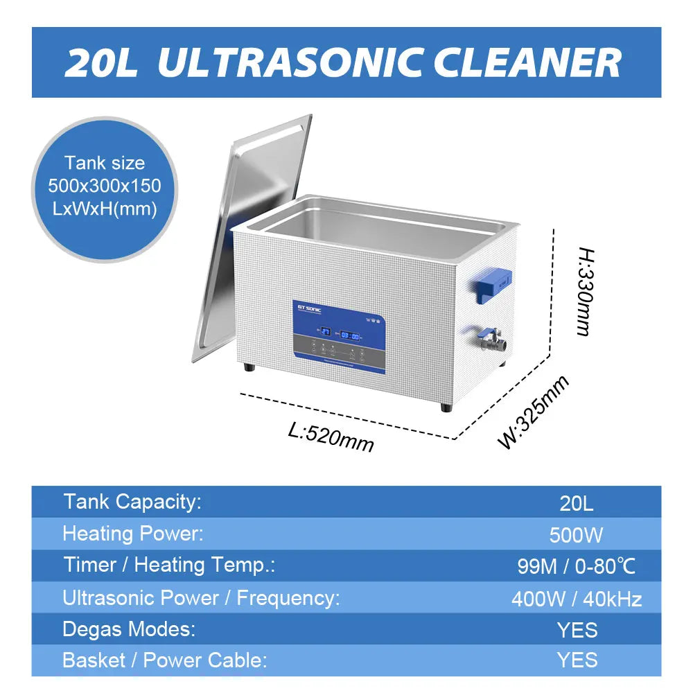 GT Sonic 2L 3L 6L 9L 13L 20L 27L 600W Ultrasonic Clean Degasing Timer Timer Digital Ultra Sonic Bath Nettoyer Basher
