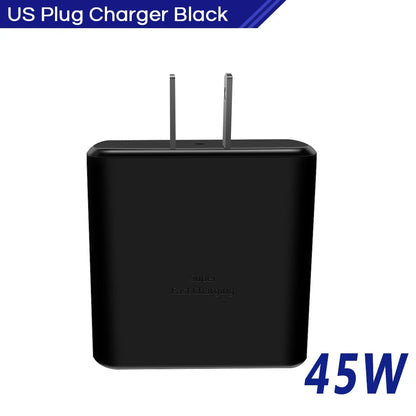 Chargeur d'origine 45W rapide de type C pour Samsung Galaxy S22 S23 S24 Ultra S21 S20 Fe S10 Note 20 plus A71 A80 Câble de charge rapide