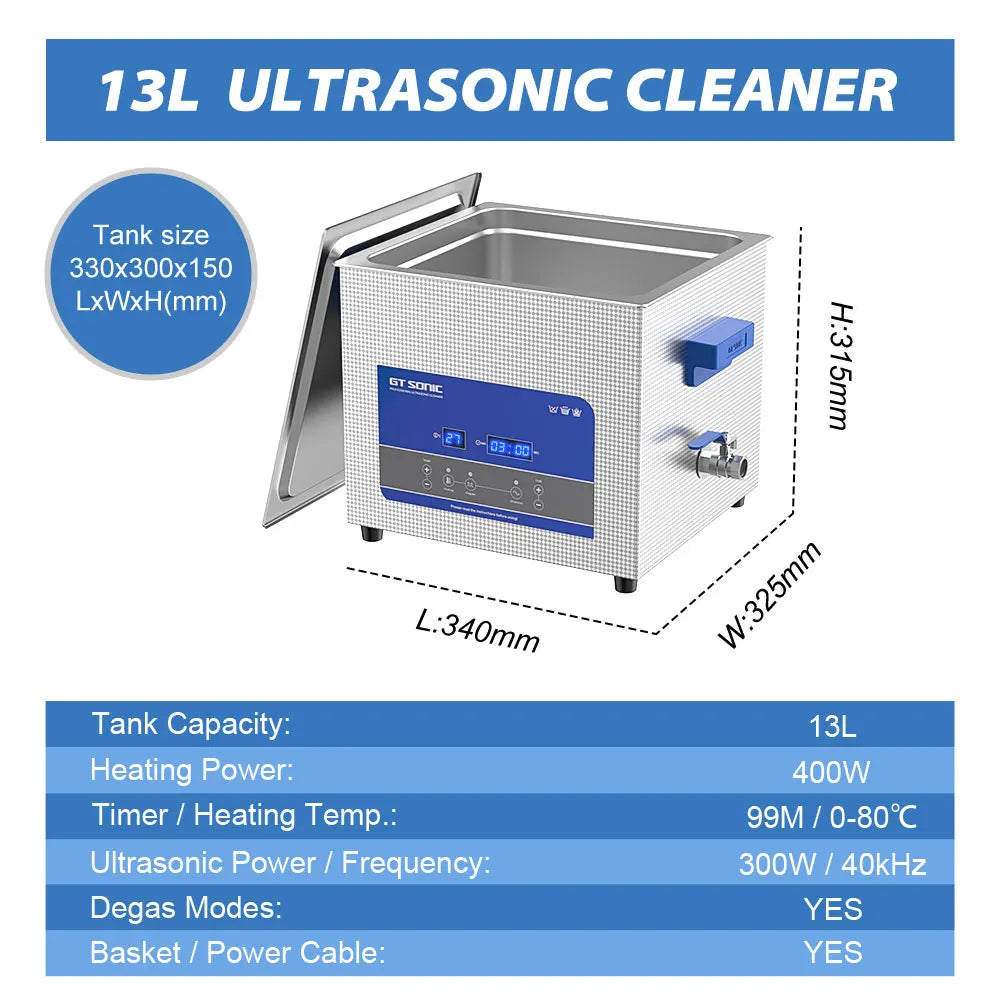 GT Sonic 2L 3L 6L 9L 13L 20L 27L 600W Ultrasonic Clean Degasing Timer Timer Digital Ultra Sonic Bath Nettoyer Basher