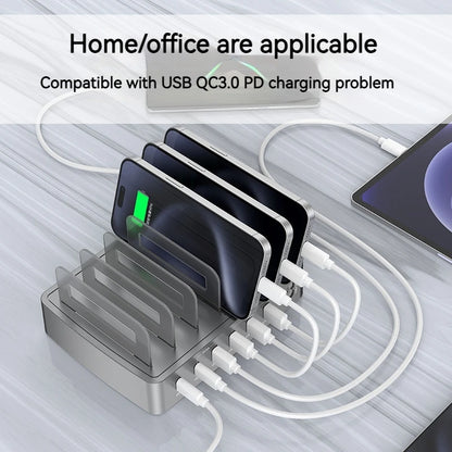 Universal 72W 6 Port Multi intelligent USB PD CHARGER Station pour iPhone 16 15 14 QC3.0 Stand de charge rapide pour Samsung Xiaomi