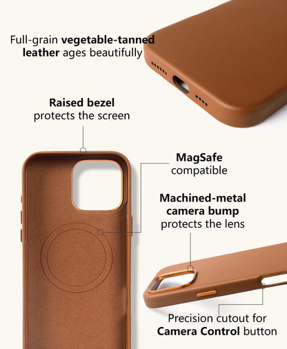 Étui de téléphone en cuir bio en cuir bio de luxe pour l'iPhone 16 Pro Max 15pro 14 13pro 14promax Wireless Magsafe Back Shell Capa
