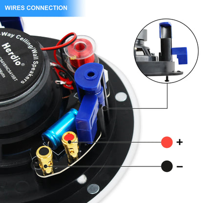 Herdio 4 pouces à chasse d'eau Mont à deux voies de plafond stéréo haut-parleur Bluetooth pour placement intérieur et extérieur dans la salle de bain chambre à coucher
