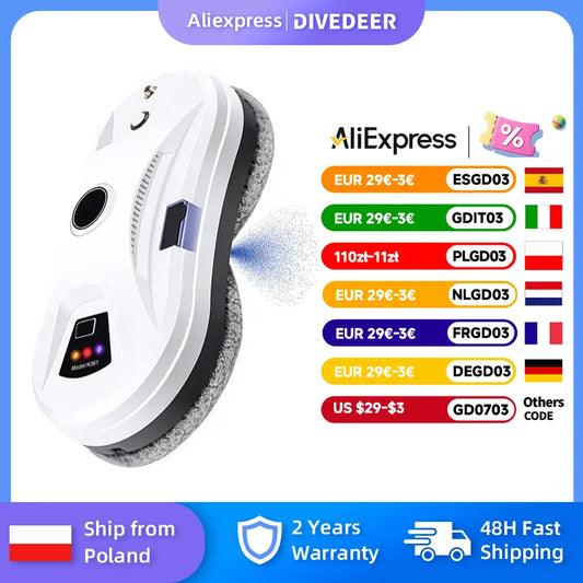 Diviser la fenêtre de pulvérisation automatique de la maison blanche/noire Nettoyage Robot Intelligent Wipe Single Spray Spray High-Hise Large Area Fenêtre
