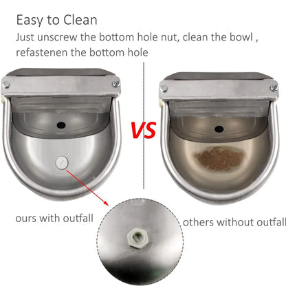 Dispensateur en eau automatique pour l'eau de chien, bol à boire en acier inoxydable pour le bétail de la ferme mouton de chèvre (remplissage automatique)
