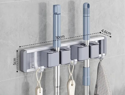 Mop and Broom Organizer Mop Holder Rack Mop Holder Wall Mounted Strong Broom Mop Holder Self With 5 Hooks Organizers Hang Broom