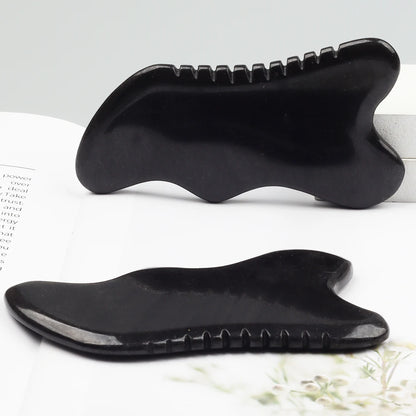 Nouveau style Bian Shi Sawtooth Gua Sha Tool Black Stone Beauty Produit Face Massage Skin Head Head Health Care Massageur