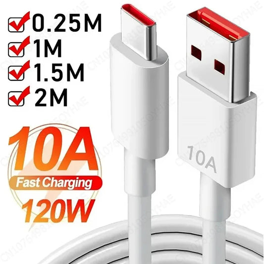 NNBILI 120W 10A USB TYPE C Câble USB USB Ligne de chariot rapide pour Huawei Honor Charge rapide 1M/2M USB C Câbles de données Corde