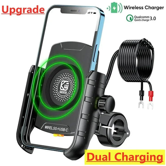 Motorcycle Phone Horse Wireless Charger Moto Motorbike Mirror Mobile Stand Support USB Muisse de guidon de téléphone portable à charge rapide USB