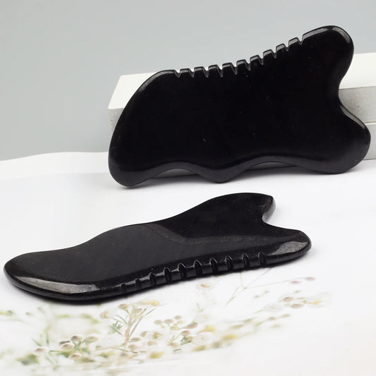 Nouveau style Bian Shi Sawtooth Gua Sha Tool Black Stone Beauty Produit Face Massage Skin Head Head Health Care Massageur