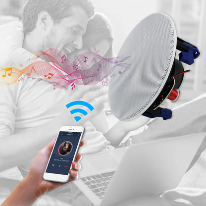 Herdio 4 pouces à chasse d'eau Mont à deux voies de plafond stéréo haut-parleur Bluetooth pour placement intérieur et extérieur dans la salle de bain chambre à coucher