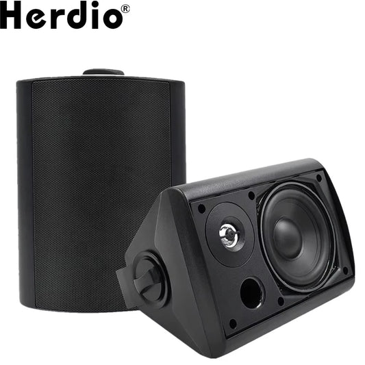 Herdio 5.25 '' 300W Indoor Outdoor Termroprowing Dual Enceintes Home Theatre Mall Mount System pour garage Sous-sol salon noir
