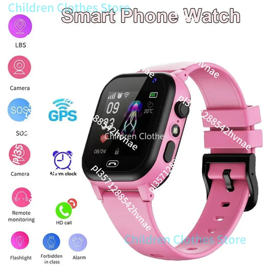 Kids Smart Watch SOS GPS Emplacement VIDEO VIDEO CARD SIM pour les enfants Smartwatch Camera APPLICER WORT pour les filles garçons