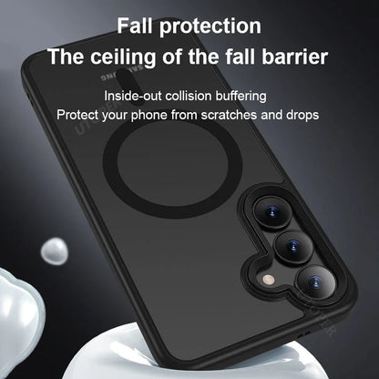 Étui de charge sans fil magnétique de luxe Matte pour Samsung Galaxy S25 S24 Ultra S23 S22 Plus S21 S20 FE COVER DE PAUTEUR HARD CARY Clear