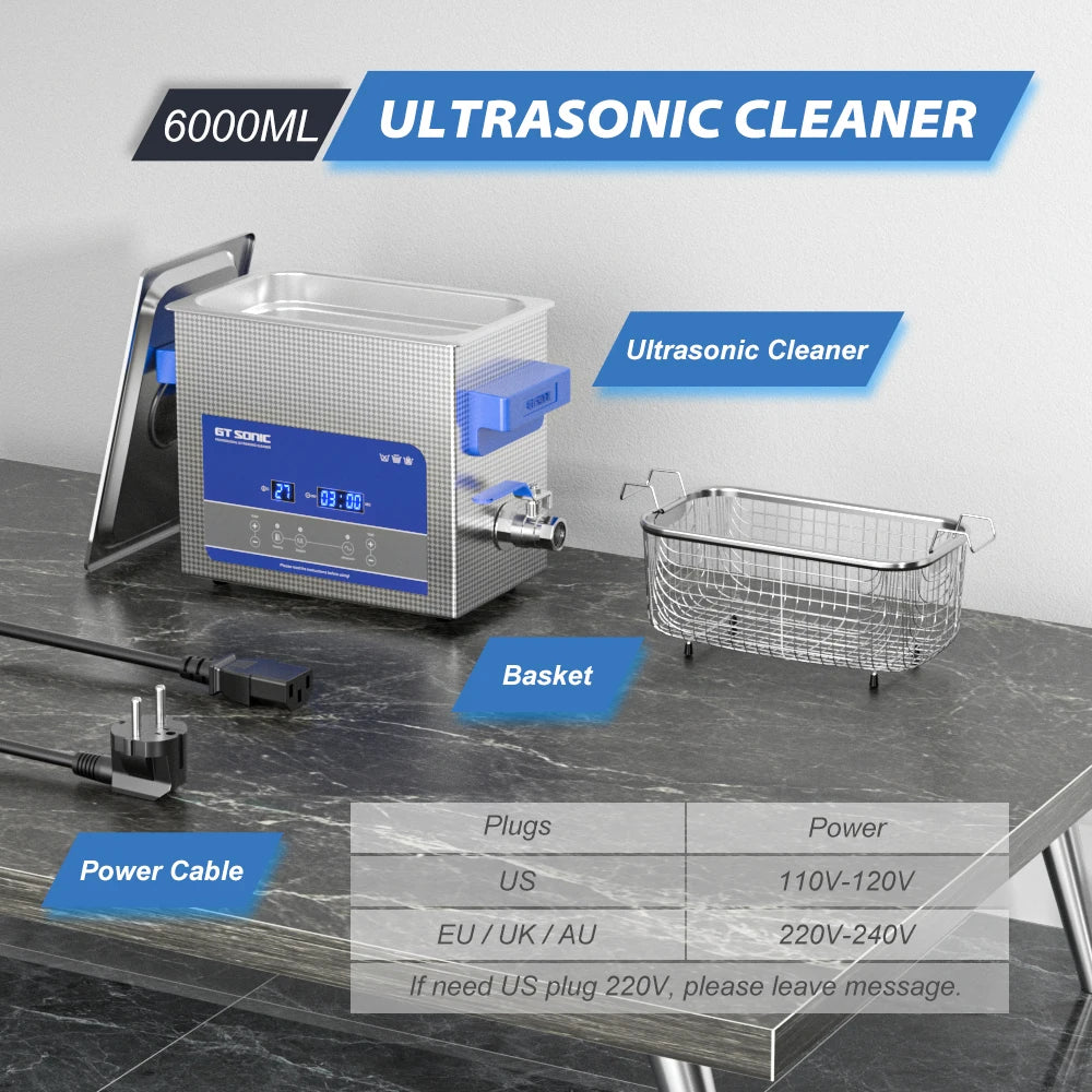 GT Sonic 2L 3L 6L 9L 13L 20L 27L 600W Ultrasonic Clean Degasing Timer Timer Digital Ultra Sonic Bath Nettoyer Basher