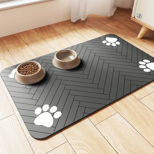Pièces de dropshipping pour animaux de compagnie pour animaux de compagnie pour la nourriture et le bol d'eau, avec un support en caoutchouc étanche, tapis d'eau sec rapide pour chat pour chiens