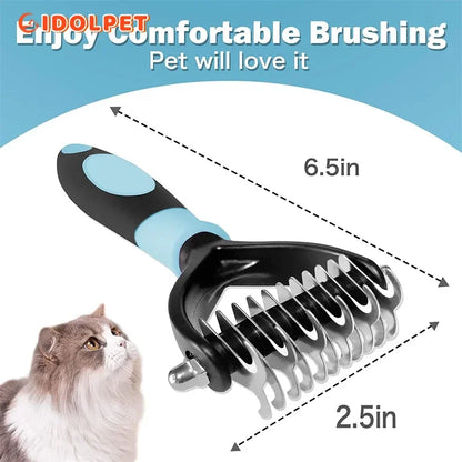 Brosse professionnelle de deshedding à 2 côtés de chien démating peigne brosse chat râteau râteau outils de toilettage