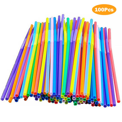 100-1500pcs Paies à boire Paies en plastique flexibles Paignes plastiques colorées Présine