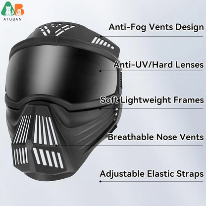 Atuban Pro Dog Goggles Grande race, protection complète, lunettes de soleil tactiques, protection contre les chiens extérieurs, anti-UV anti-Fog.