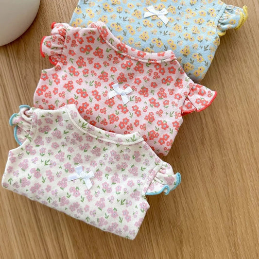Bowknot Floral Flying Sleeve Vest Dog Clothes Cat Universal Teddy Summer Thin Spring and Autumn Pet Clothing