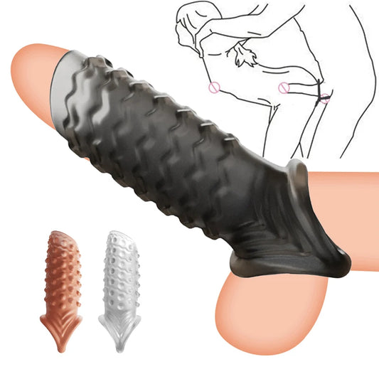 RELARD réutilisable préservatif Pinis Extension de manches étendue Dildo Adult Anal plug Sex Toys for Men Pas de vibrateur pour femmes Produits sexuels