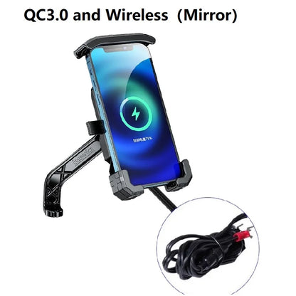 Porte-téléphonie de moto étanche Charge sans fil de charge mobile MOBILE MIRMOIRE MIROIR USB CHARGEUR USB PRÉDICATION À 360 degrés pour Moto