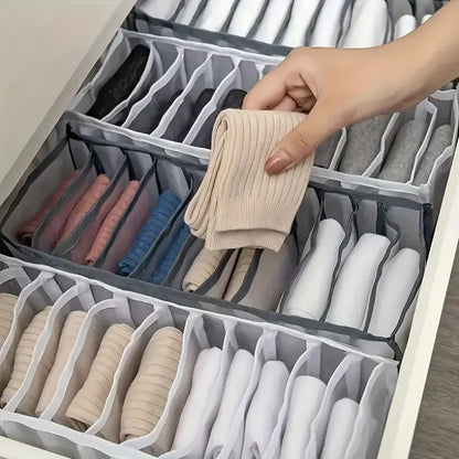 Boîtes de rangement à domicile de 5 packs Sacs de combinaison de sous-vêtements à carreaux pliants - Diviseurs de tiroir en nylon pour chaussettes, culotte et sous-vêtements