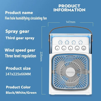 3 po en 1 ventilateur climatiseur ménage petit refroidisseur d'air LED LED LEMILLE PORTABLE HUMIDIFICATE