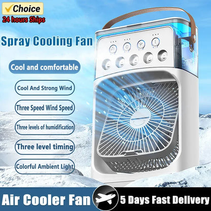 3 po en 1 ventilateur climatiseur ménage petit refroidisseur d'air LED LED LEMILLE PORTABLE HUMIDIFICATE