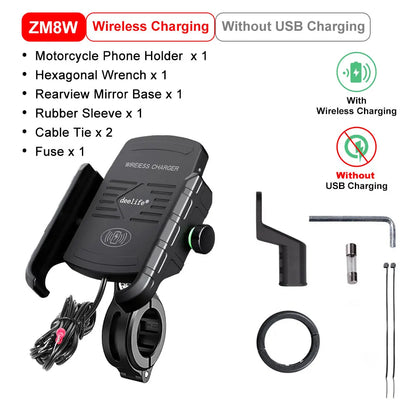 DeeLife Motorcycle Téléphone Portez pour Moto Motor Mirror Mobile Stand Support USB Charger Wireless Charging Telephone