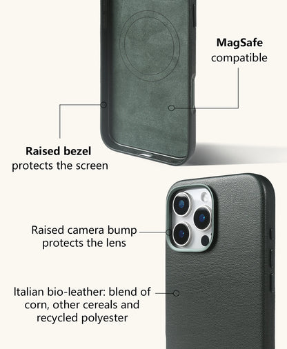 Étui de téléphone en cuir bio en cuir bio de luxe pour l'iPhone 16 Pro Max 15pro 14 13pro 14promax Wireless Magsafe Back Shell Capa