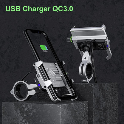 Porte-téléphonie de moto avec QC3.0 3A USB Chargeur rapide Motorcycle de moto supporte pour iPhone 13 12 XS Max Samsung S10 S9
