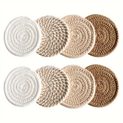 8pcs cocurse absorbant ensemble, tapis de boissons minimalistes pour table basse décor, cadeau de pendaison de maison de bar, série brune, mélange de polyester 100%, doublure de tissu non tissé